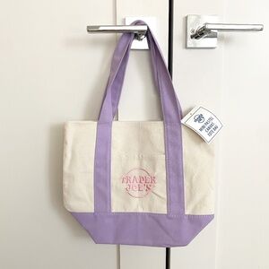 NWT! Trader Joe’s Mini Pastel Canvas Tote - Pastel Purple (VIRAL Sold Out Bag)